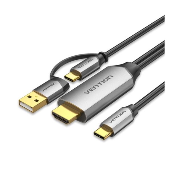Vention USB-C to HDMI Cable with 2-in-1 (USB & USB-C) Power Supply  1M (CGXBF)